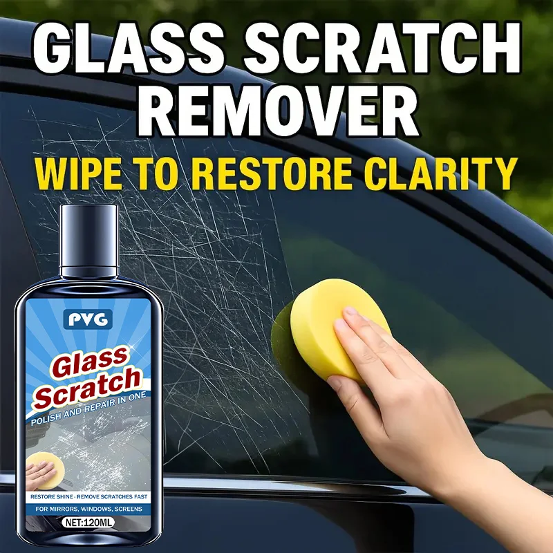 Glass Scratch Repair Paste - Quickly and Effectively Removes Minor Scratches and Fog Stains - Traceless Polishing Agent for Car Windows, Home Door Mirrors, Shower Glass - Restores Clarity and Shine - Repairs Glass Surfaces in Cars and Homes, Easy to Use, Durable, Professional-Grade Detail Treatment