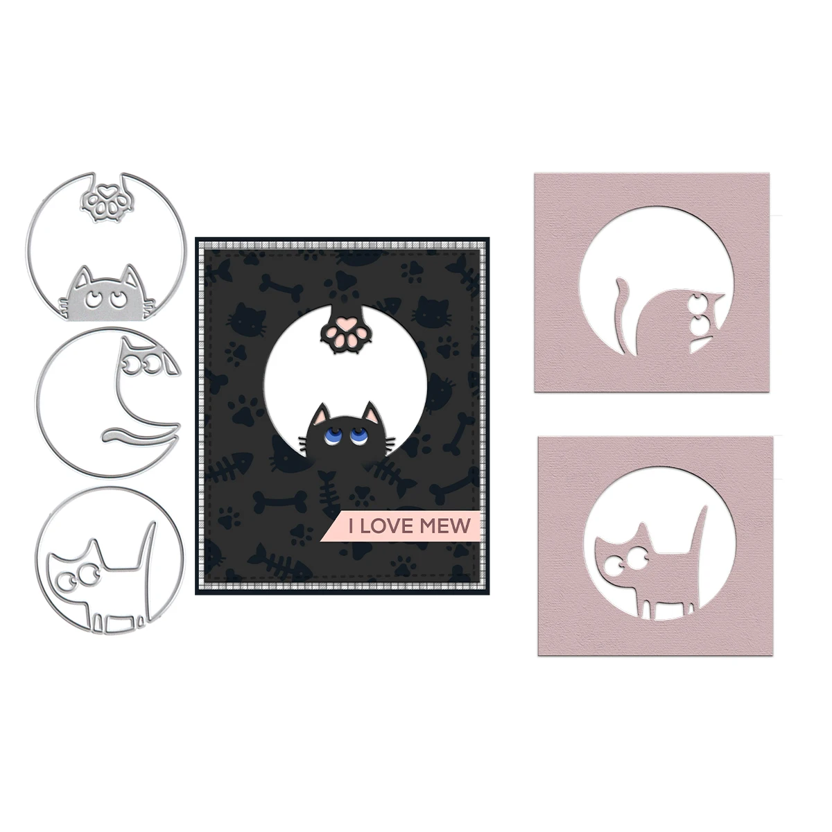 Lovely Funny Cats Paw Round Frames Metal Cutting Dies Stencils for DIY Scrapbooking Decorative Embossing DIY Paper Cards