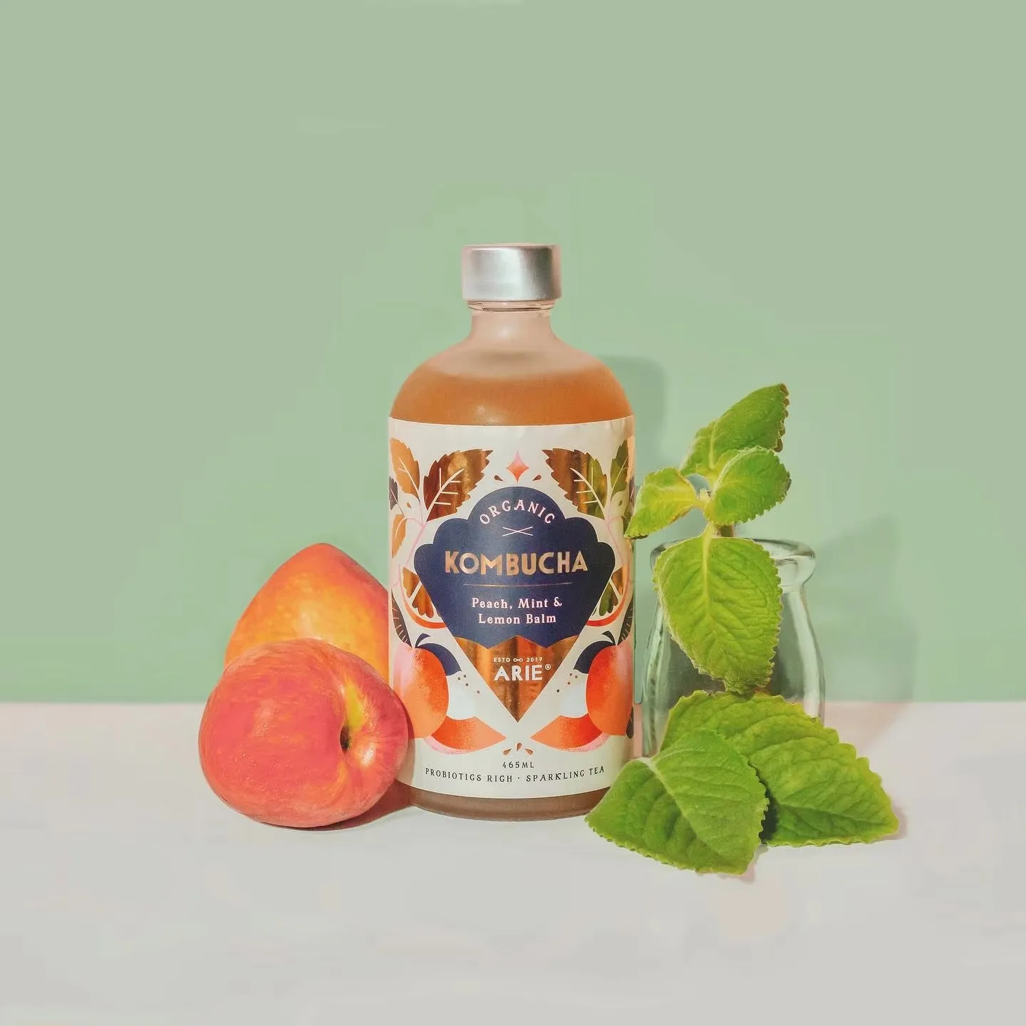 مخصص قسط Kombucha التسمية زجاجة تألق الشاي المشروبات الذهب احباط ختم لامعة الطباعة لاصق ملصق التعبئة والتغليف تسميات