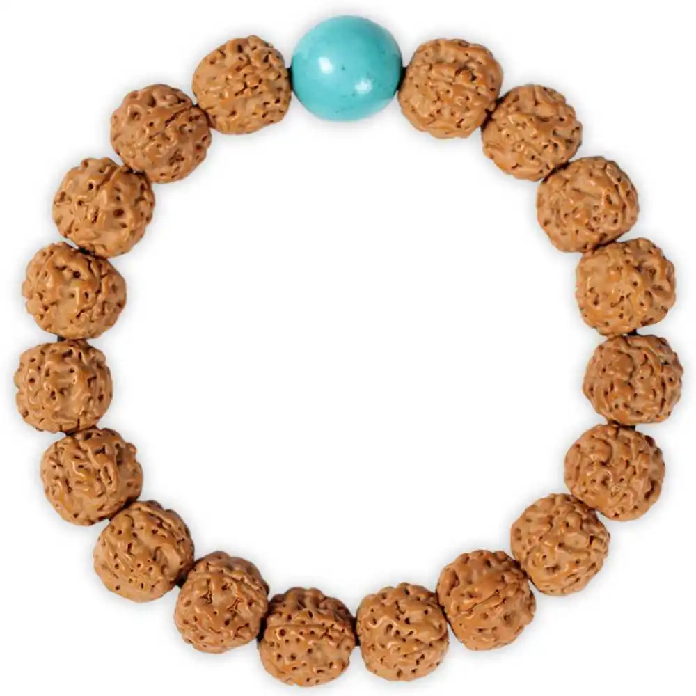 

12MM Rudraksha Mala Beads Turquoise Yoga Bracelet Wristband Energy Pray Blessing Gift Men's Inspiration Prayer