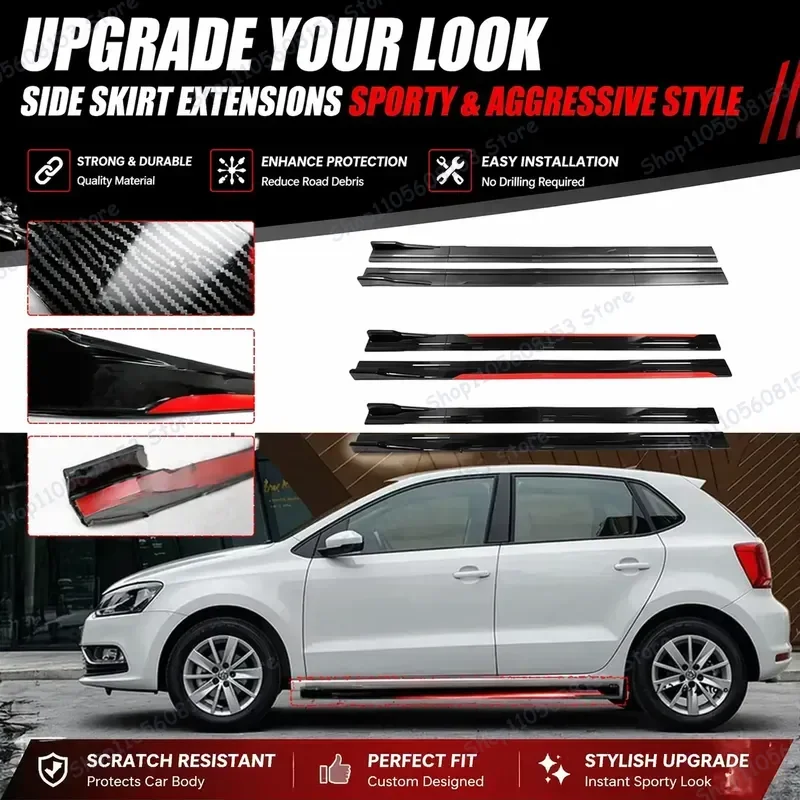 For VOLKSWAGEN VW Polo Golf Mk5 Mk6 Mk7 Scirocco Passat Side Skirt Splitter Winglet Bumper Lip Aerodynamic Body Kit