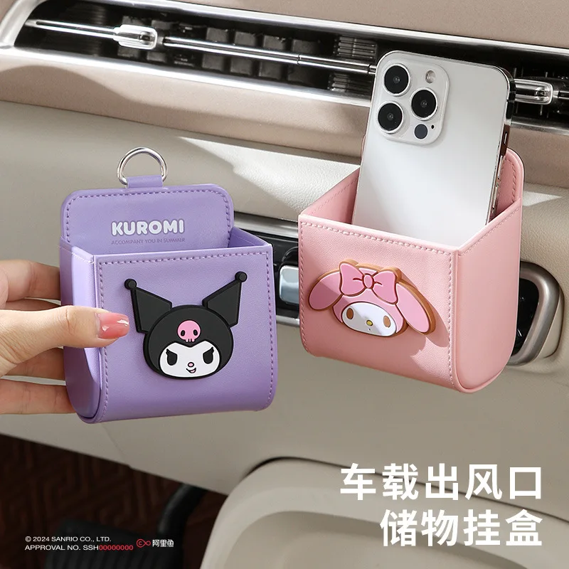 Sanrio Car Air Outlet Hanging Storage Box On-Board Interior Articles Cartoon Hello Kitty Kuromi Cinnamoroll Hanging Storage Boxs