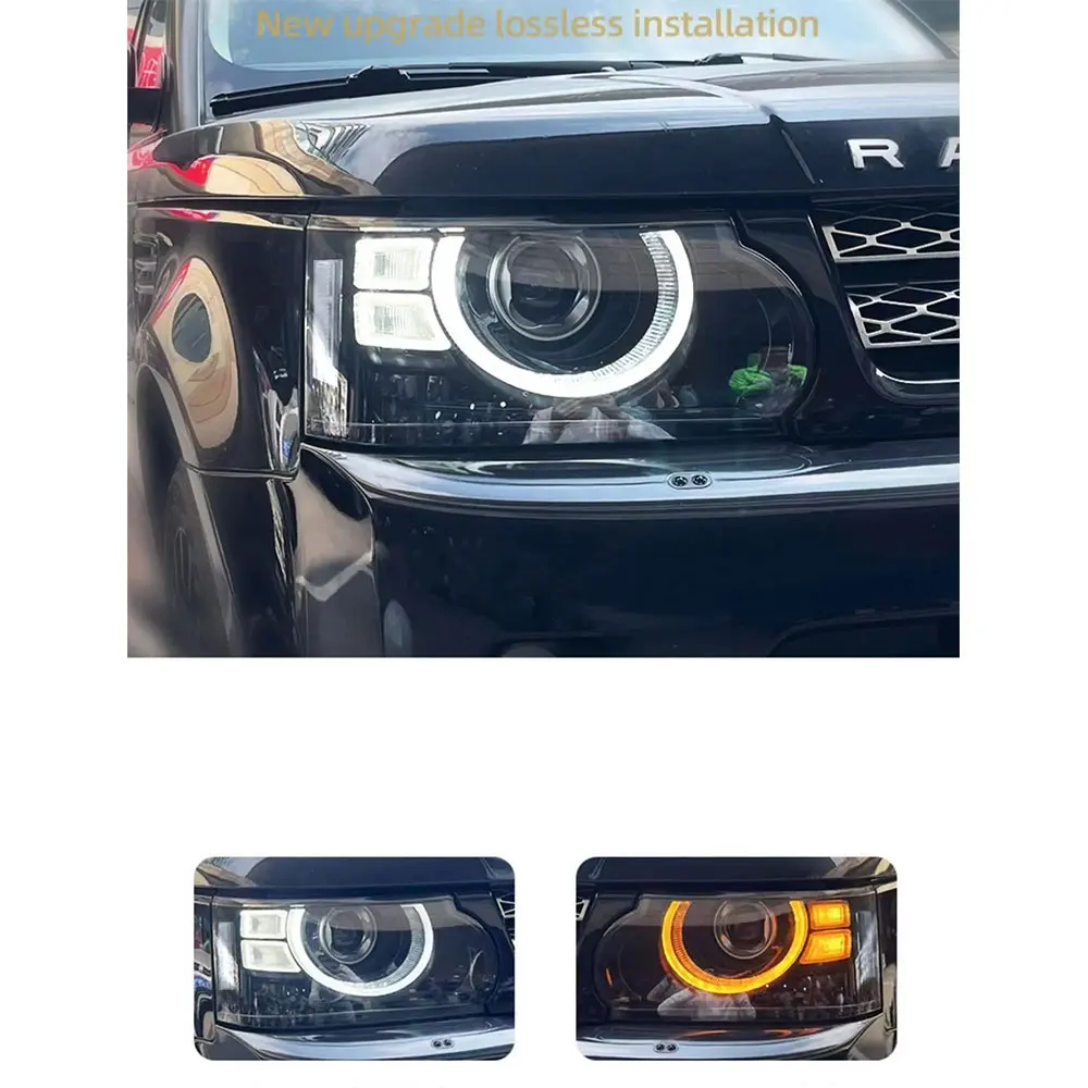 Left and right LED Headlight Upgrade Defender Style Headlights Automobile Parts  For Land Rover Range Rover Sport 2010-2013 L320