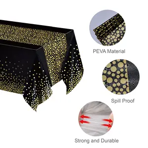 Rechteckiger schwarzes schwarzes Tischtuch für Halloween und Weihnachten, Partyartikel, 54x108 8 Hauptverkauf Gold Gesichtshandtuchtür - №2