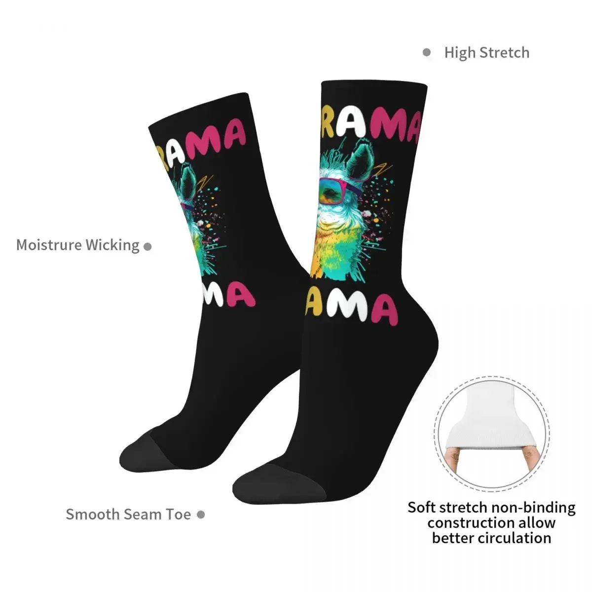 No Drama Llama Socks Harajuku High Quality Stockings All Season Long Socks Accessories for Unisex Gifts