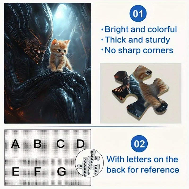 

Большой пазл 1000 шт. — «Чужой удерживающий котенок» с выразительными глазами, толстыми прочными деталями и закругленными углами — 50x70 см (19,7