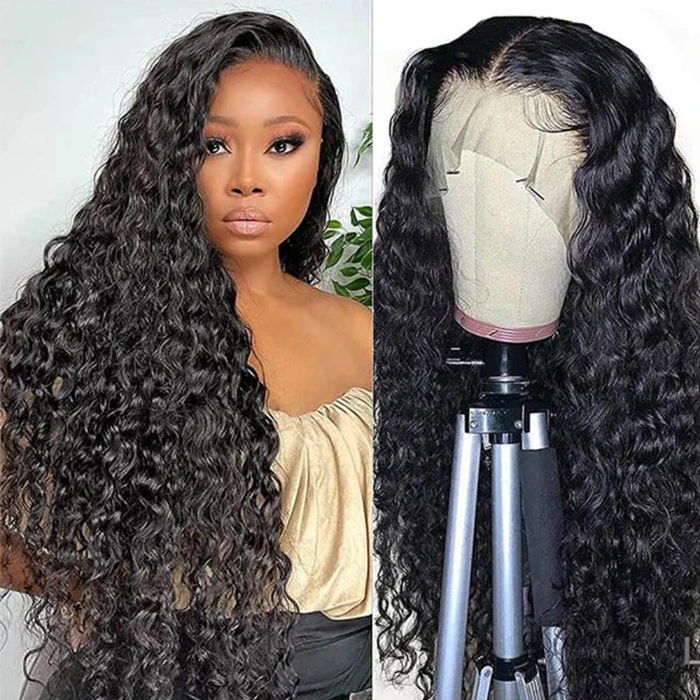 

Deep Wave Curly High Density HD Lace Wigs Human Hair 13x6 Lace Frontal Wig Pre Plucked 200% 32 34Inch Remy Indian Lace Wig