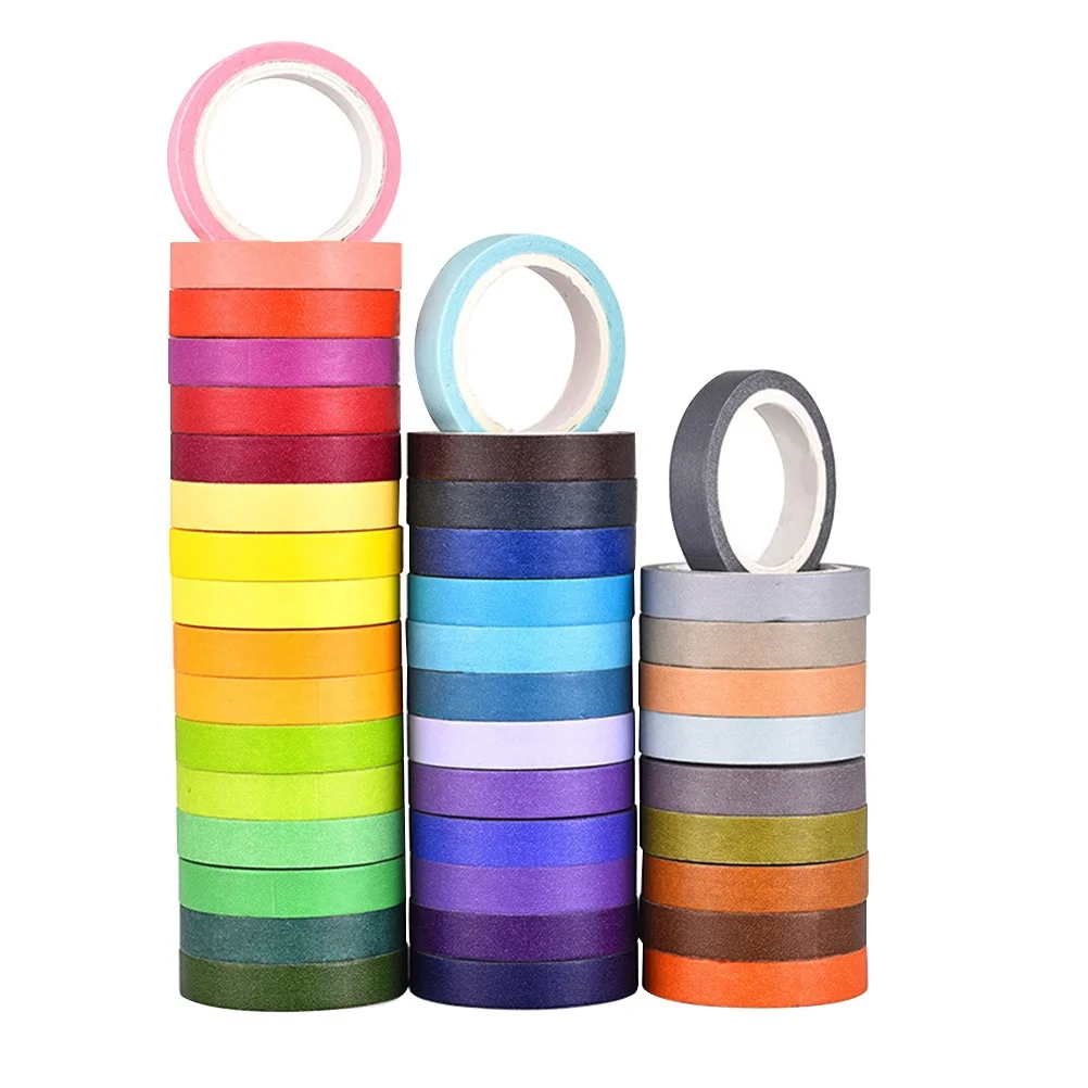 40Pcs Rainbow Washi Tape DIY Paper Tape Creative Decorative Adhesive Tapes for Scrapbook Planner Journal Gift Wrap