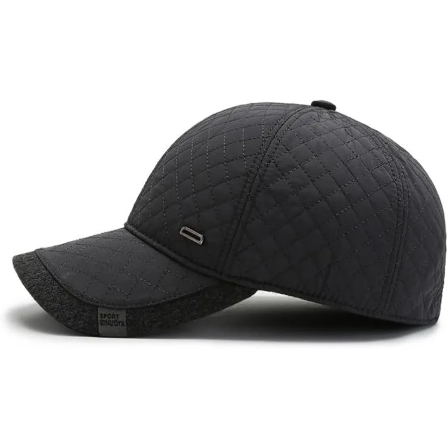 Topi Bisbol Musim Dingin Topi Musim Dingin Pria dengan Penutup Telinga Topi Cuaca Dingin yang Dapat Disesuaikan