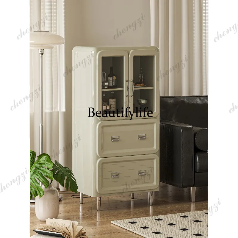A73 retro vertical cabinet corner home bedroom glass display cabinet living room storage dining side cabinet