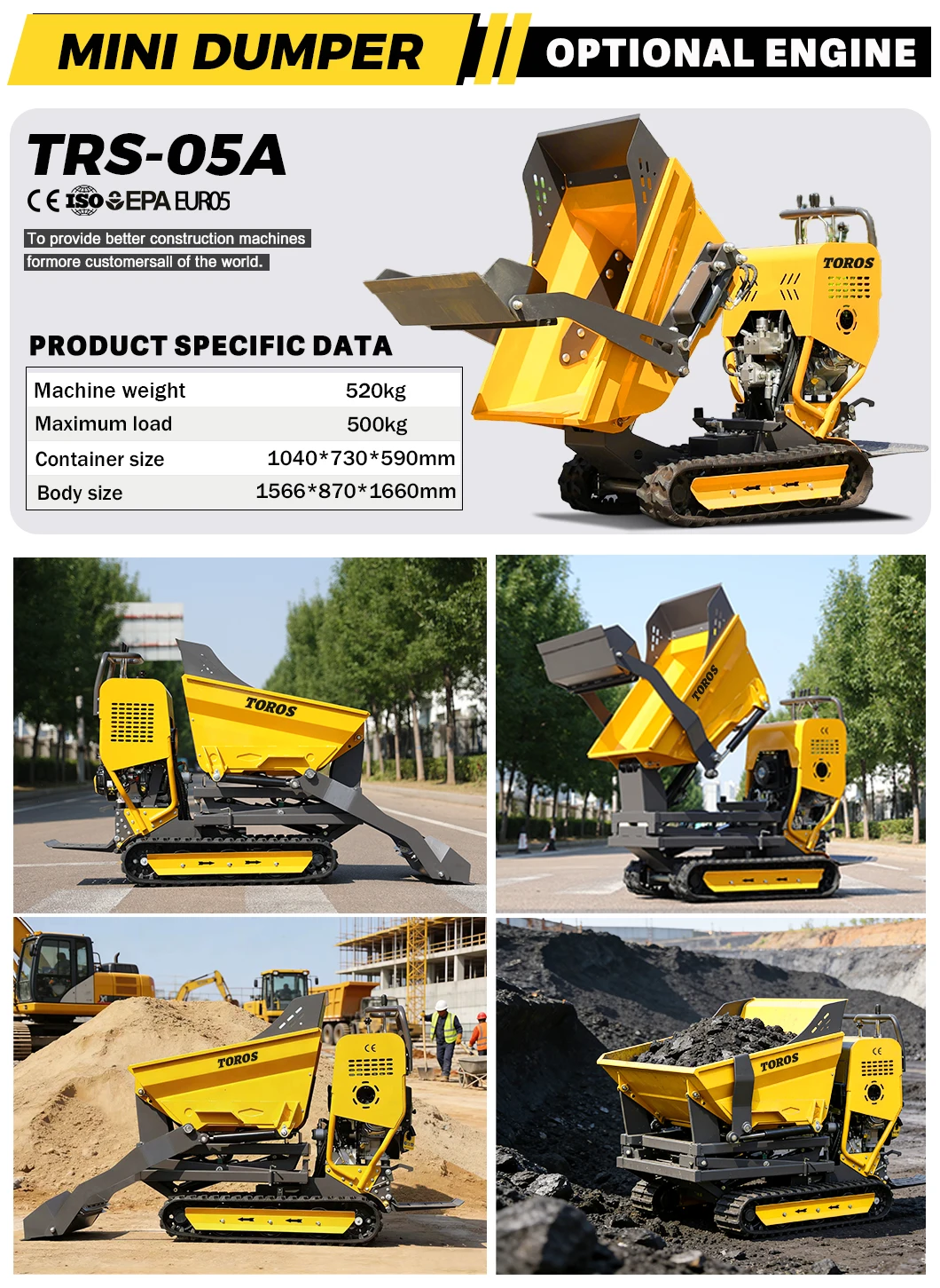 Mini-Raupenkipper, hydraulischer Raupenkipper, manueller und automatischer Transporter für den Bau, kundenspezifischer Kipper – Detail 5