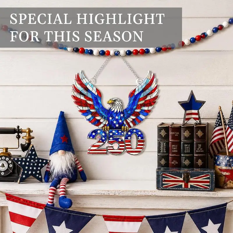 USA 250th Anniversary Eagle Hanging Ornament Shatterproof Patriotic Decor for Independence Day Garden Party Wall