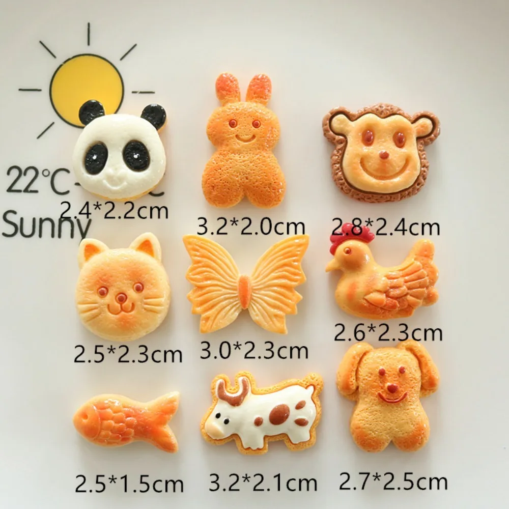 10pcs Cute Cartoon Kawaii Chicken Biscuits Flat Back Resin DIY Scrapbooking Cabochons Decoration Accessories
