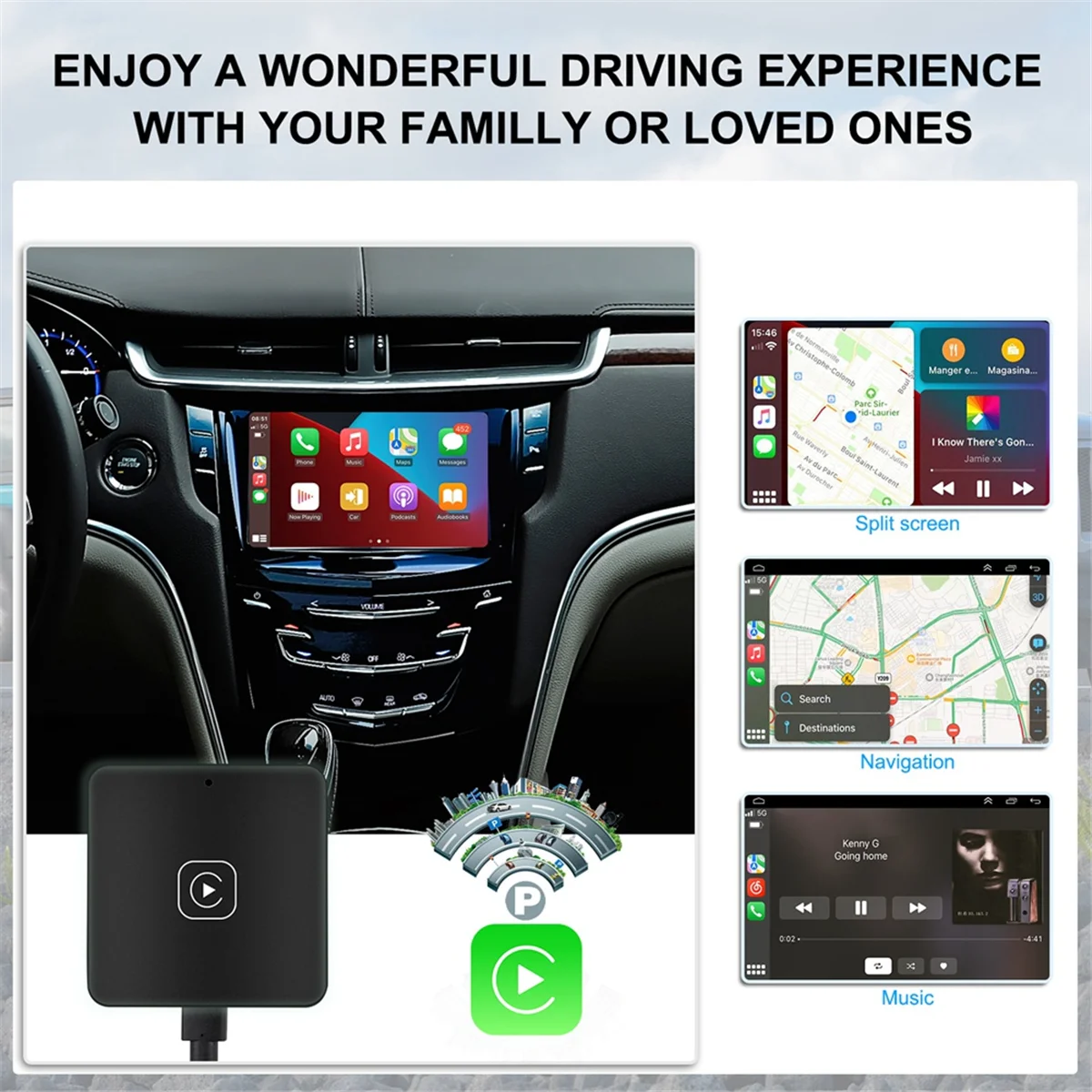 Wireless CarPlay Adapter, Plug & Play Dongle for IOS, Easy Installation, Compatible with Factory Wired CarPlay Car Model