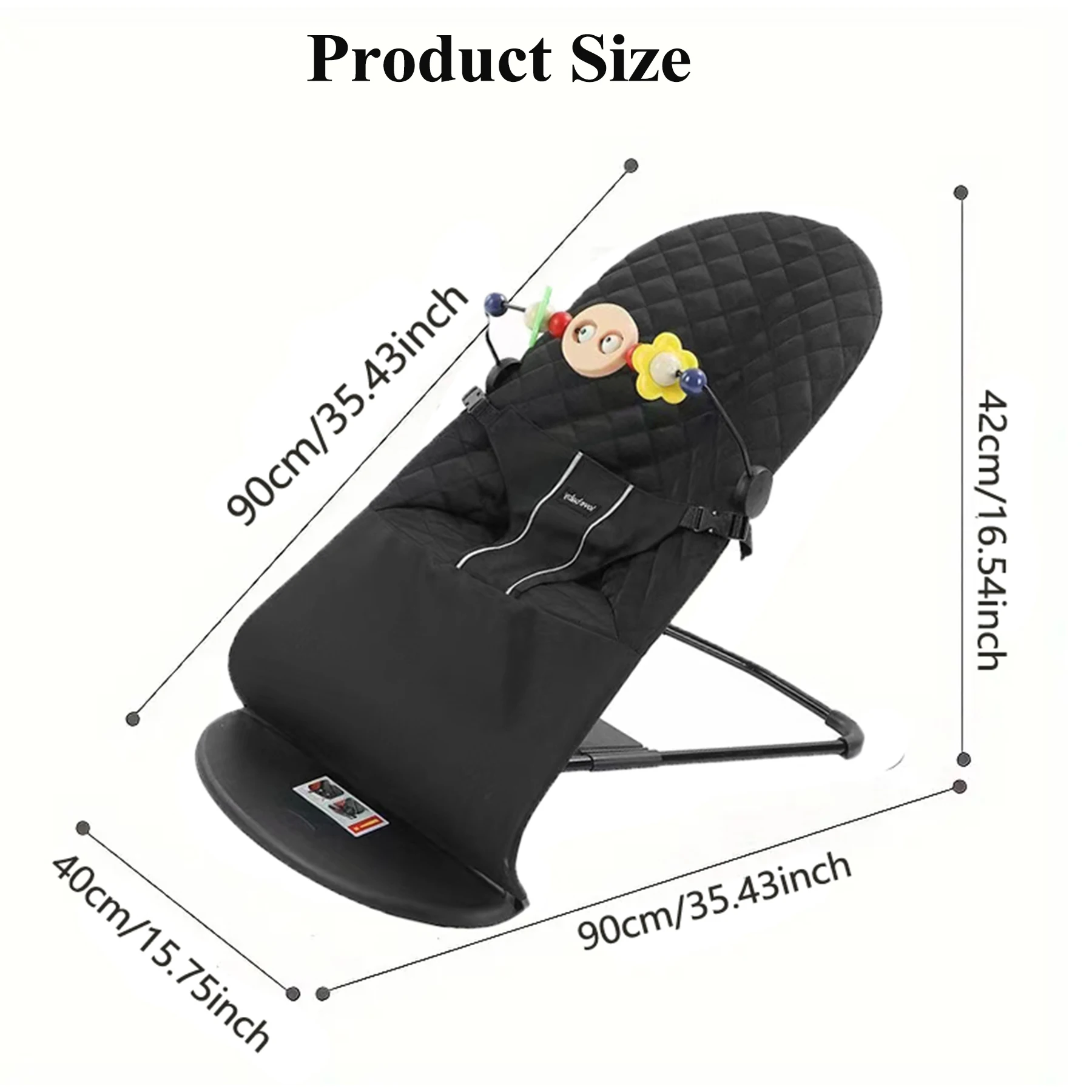 Baby Rocking Chair with Toys Foldable Swing Chair for Babies & Toddlers Three-speed Height Adjustment Baby Comfort Chair