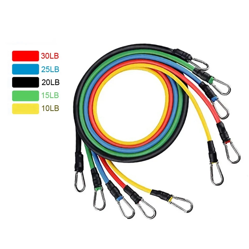 11 pz/set Fasce di Resistenza In Lattice Crossfit Allenamento Esercizio Fasce Elastiche Fitness Yoga Tubi Tirare La Corda di Gomma Espansore Uomini