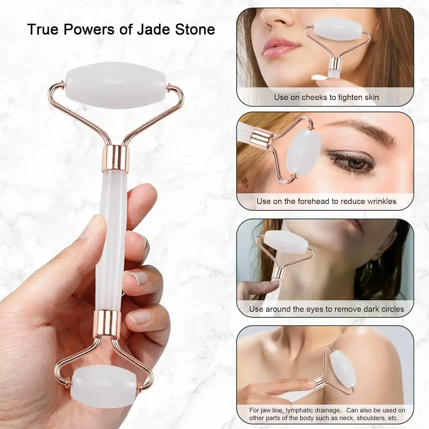 Premium Jade Roller and Gua Sha Set by   Facial for Skin Care Anti-Aging  Puffiness Self  Gift  Women