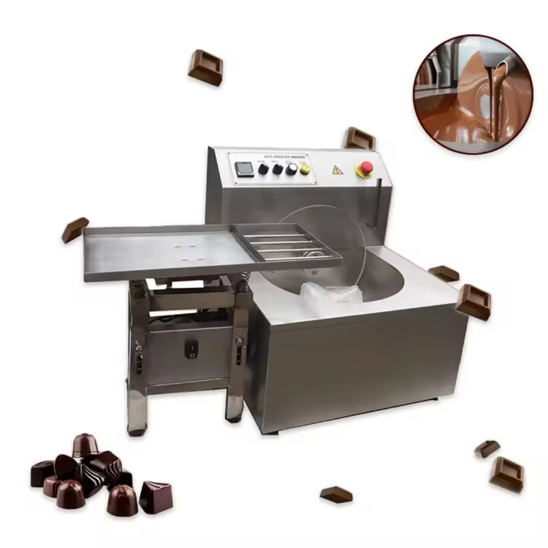 

Small Mini 8 kg 15 kg 30 kg Manufacturing Enrobing Moulding Coating Wheel Chocolate Making Melting Tempering Machine