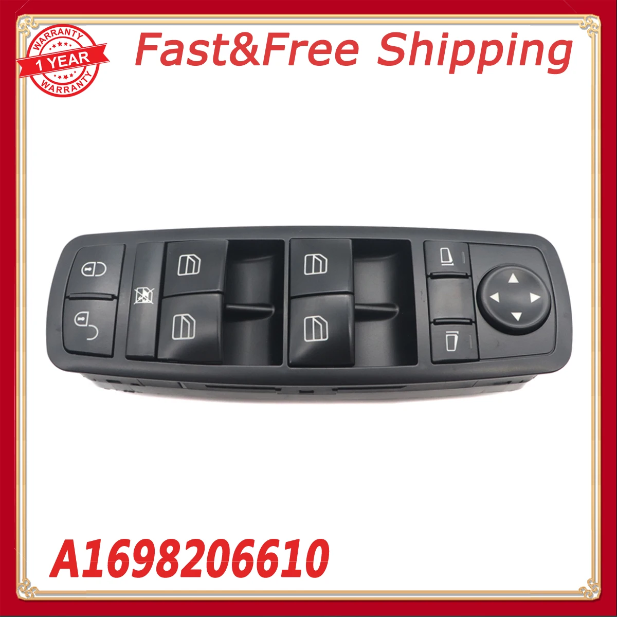 

A1698206610 Car Power Window Master Control Switch For Mercedes-Benz A160 A190 2004-2005 B180 2012 B200 2006-2011 169820661