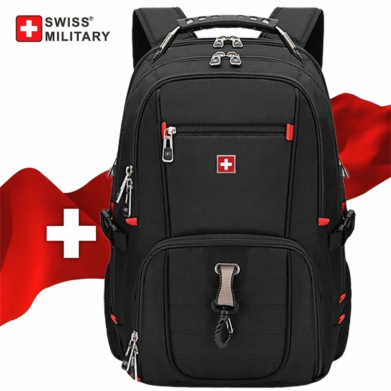 Tas punggung pria, ransel Laptop 15.6/17 inci tahan air, tas sekolah perjalanan Gaya Swiss kapasitas besar Mochila SWISS MILITARY