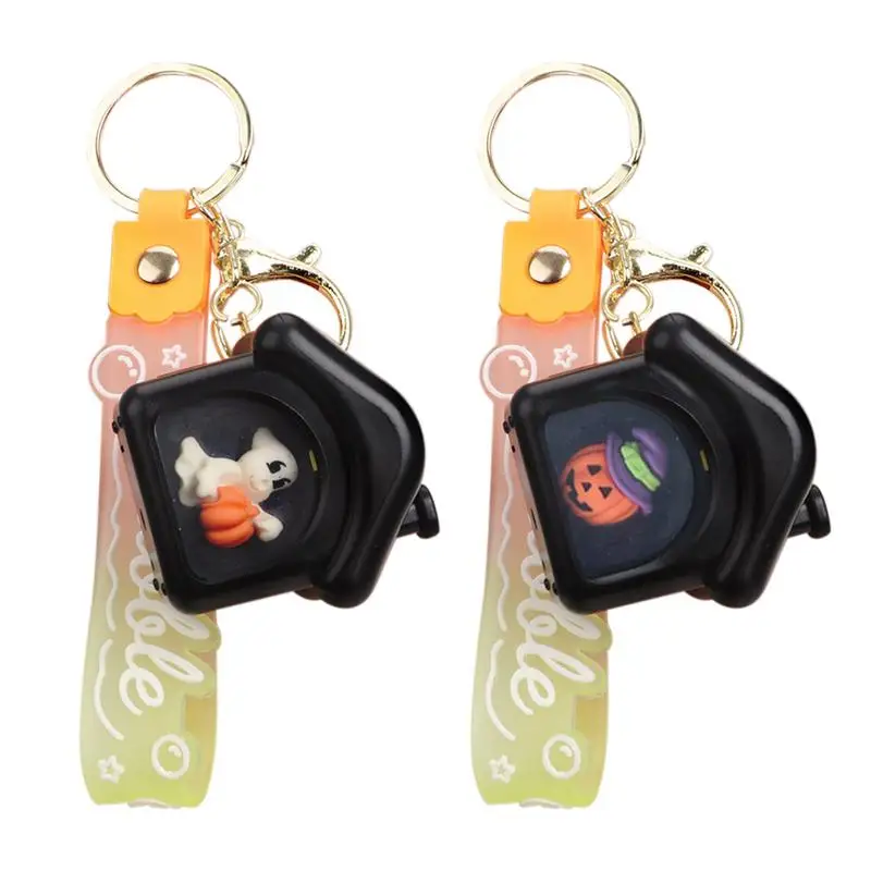 Couples Keychain Unique House Bag Charm Unique Halloween Backpack Decoration Hangings Ornament With Light For Bag Car Key