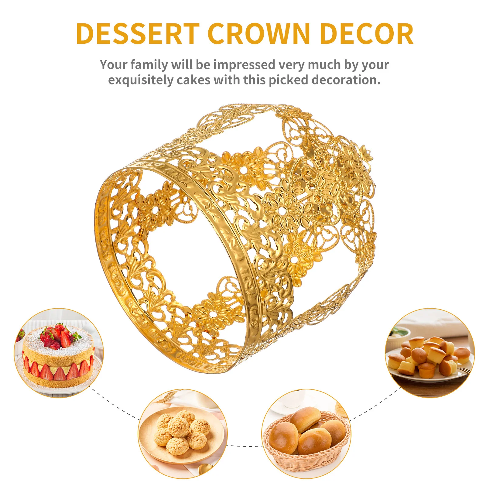 

1Pcs Birthday Cake Crown Decoration Golden Stunning Creative Cake Topper for Birthday Baptism Baby Shower Decor