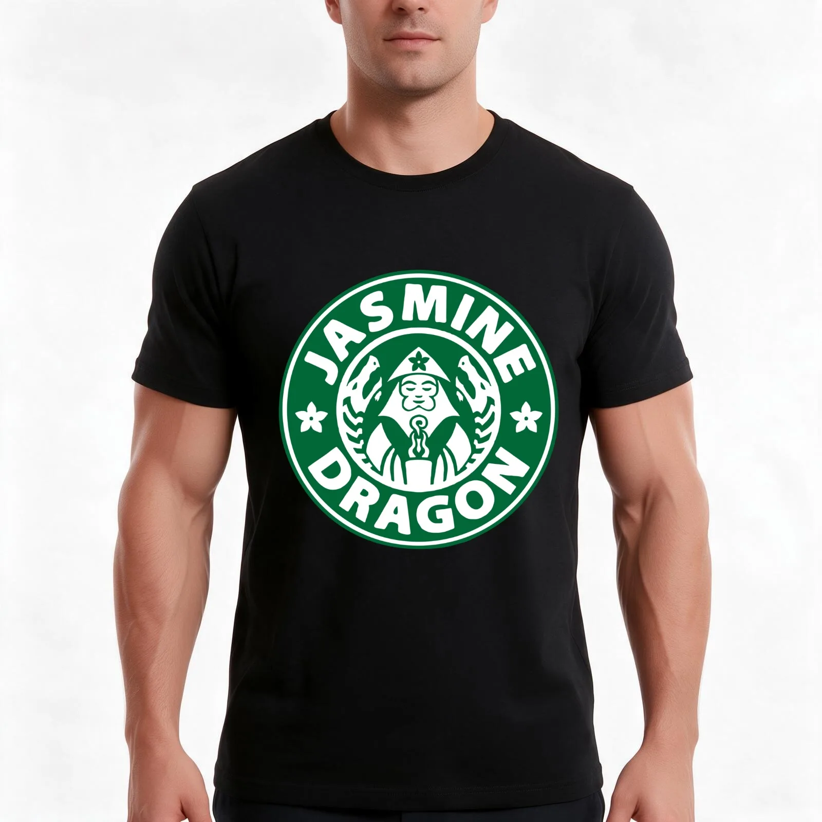 JASMINE DRAGON LOGO T-Shirt, Summer Casual Cotton Tee, Oversized Streetwear Tops, Vintage Graphic Print, Loose Fit Short Sleeve