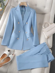 High Quality Office Ladies Pant Suit Solid Color Women Business Work Wear Blazer Jacket And Trouser Female Formal Sets