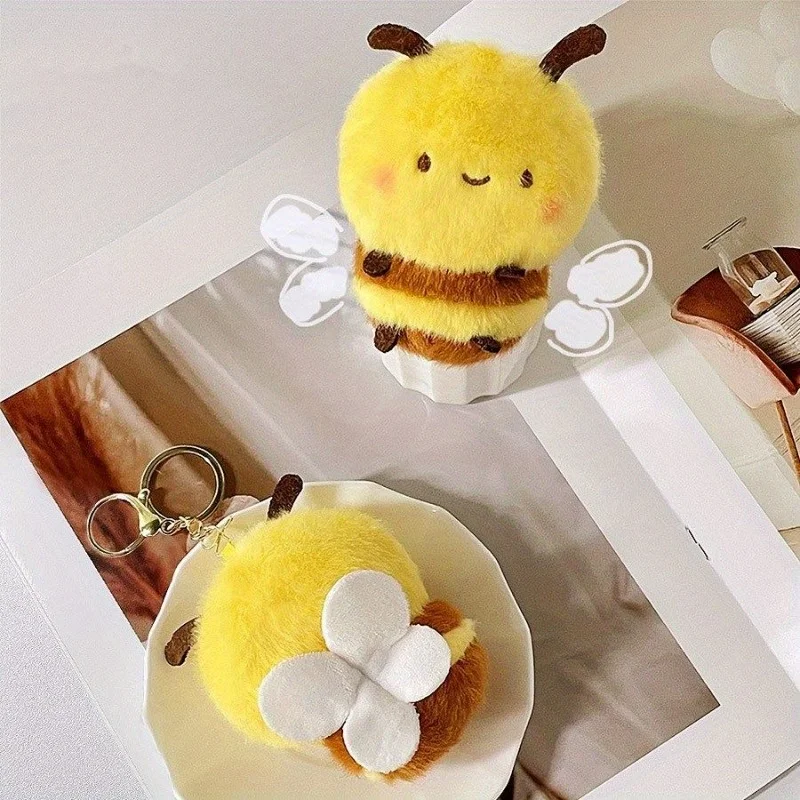 Adorable Honey Bee Plush Toys Keychain Soft Cartoon Backpack Accessories Cute Spring Bees Stuffed Pendants Girls Birthday Gifts