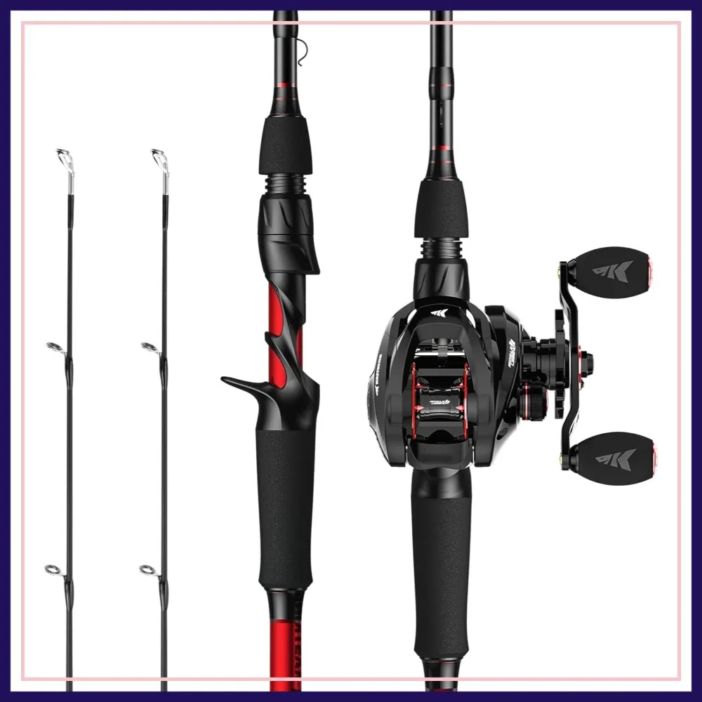

Twin Tip Fishing Rod and Reel Combos, Spinning & Casting Combo, IM6 Graphite 2Pc Blanks, Extra Backup Tip Section, Stainless-Steel Guides, KastFlex Technology, EVA Handles