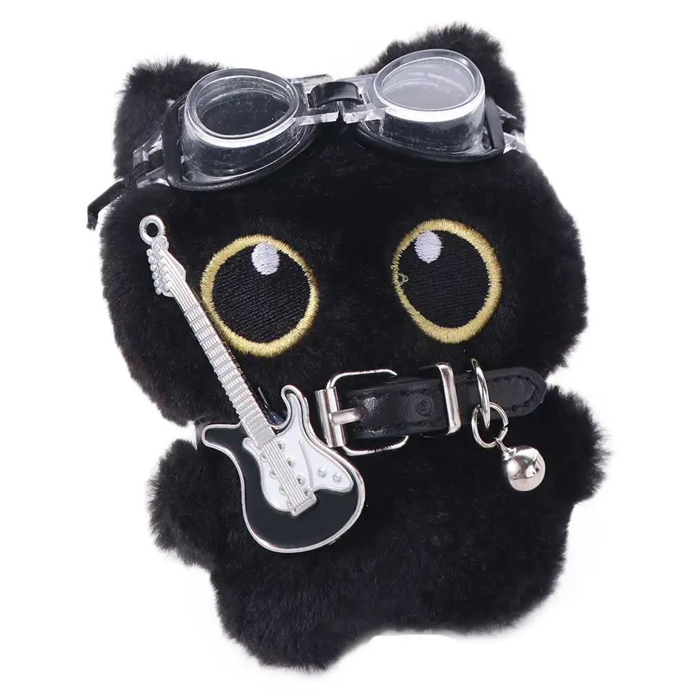 Gift Punk Rock Black Cat Plushies Kitten Soft Bag Charm Cat Keychain Kawaii Cartoon Cat Pendant Boy Girl