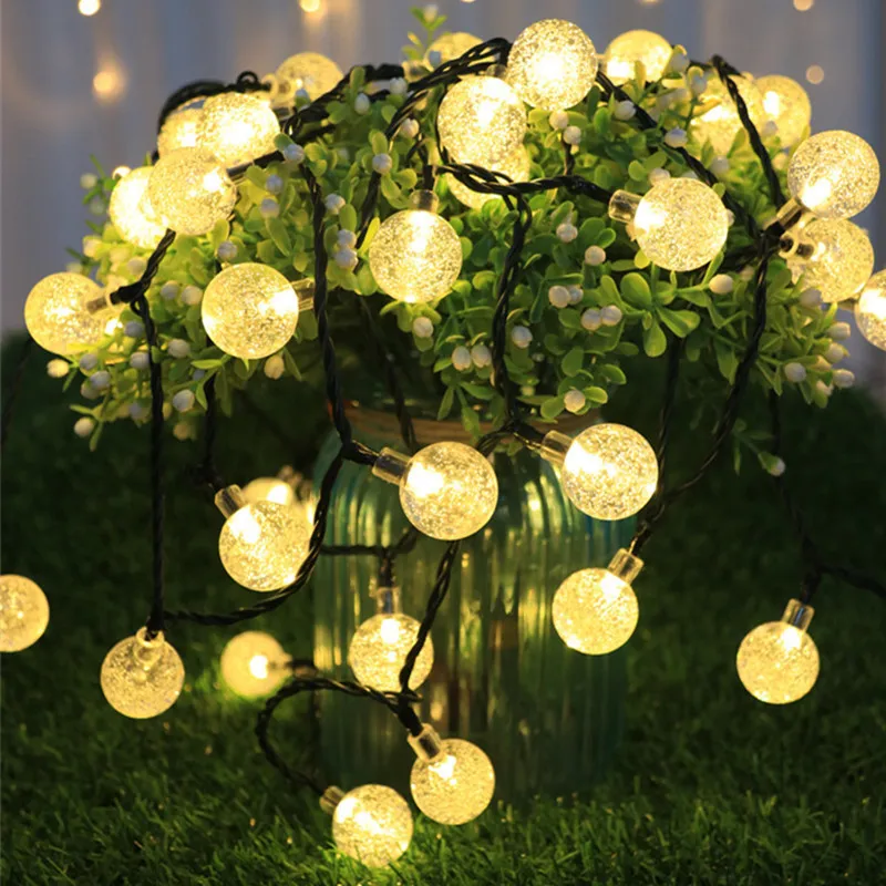 Led Solar Light String Ball Met 8 Modi Outdoor Camping Slinger Tuinfeest Bruiloft Decor Crystal Fee Light