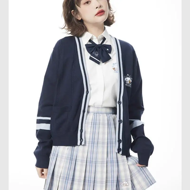 

Sanrio Girls College Style Sweater My Melody Student Embroidery Sweater Twist Pocket Loose Sweater Cute New Style Cardigan Jket