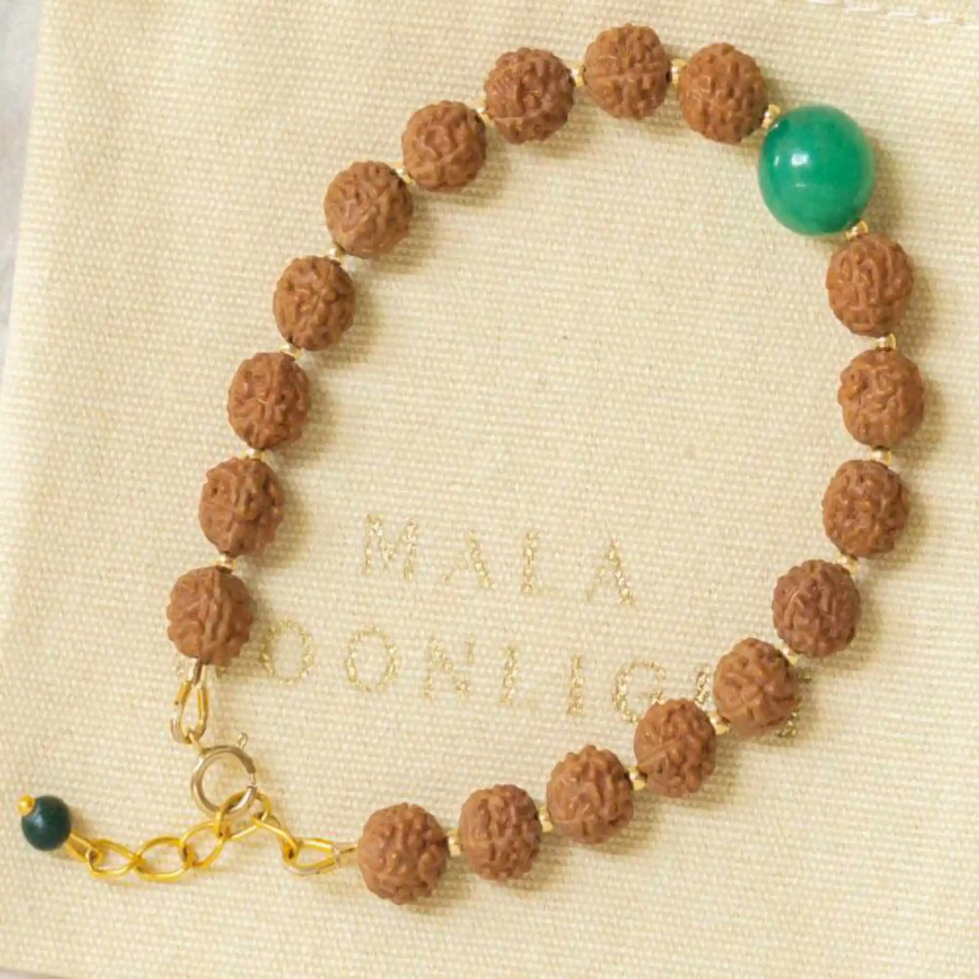 6mm Natural knot green jade Rudraksha Beads 14k gold chain Bracelet Calming Restore Wristband Energy Cuff Mental Chakra Fancy