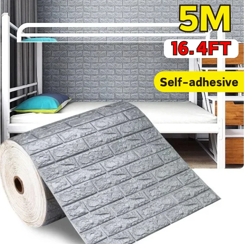 3D Brick Wall Sticker Wallpaper 70cmx1m Self Adhesive Waterproof For Living Room TV Backdrop Bedroom Household Interior Wall