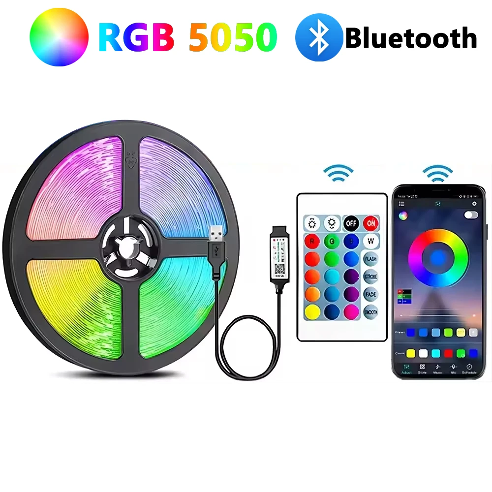 Luzes de tira led controle bluetooth rgb luzes led para tv usb 5v fita led para tv backlight sala