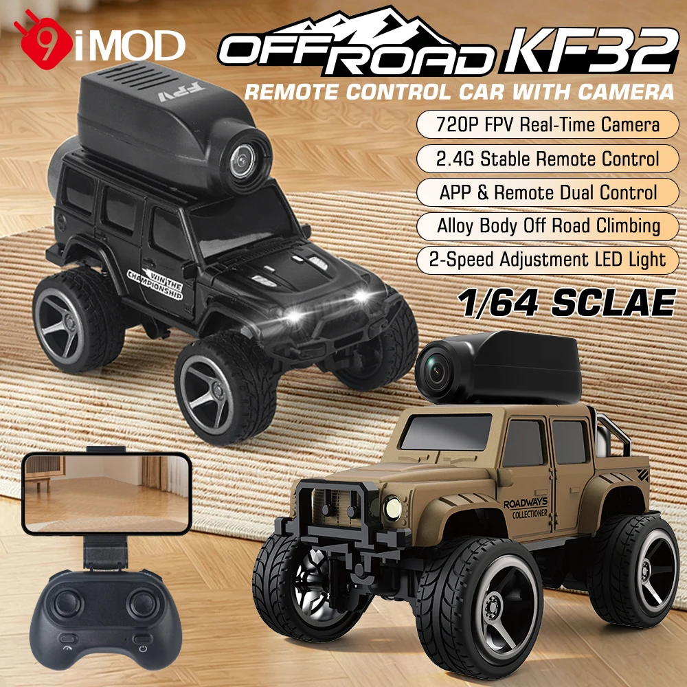 9IMOD KF32 1:64 Alloy Video RC Car Remote Control Crawler with 720P Camera 150mAh Battery 2.4G Remote Control for Adults Kids