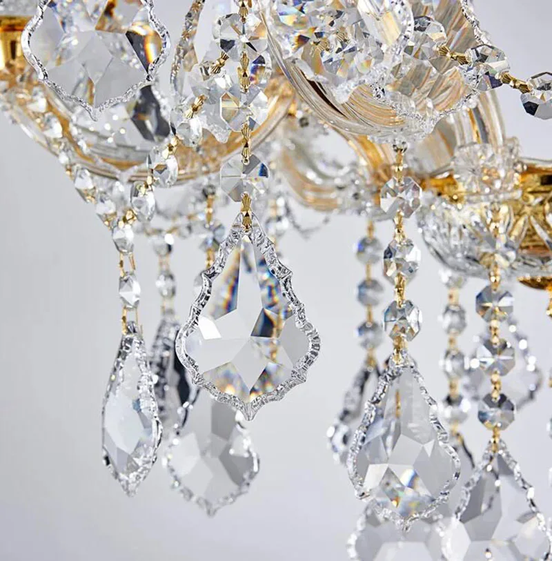 كبير ماريا تيريزا كريستال الثريا ل بهو اللوبي المدخل درج الذهب مصباح معلق ديكور المنزل كريستال مصابيح ضوء السقف #4