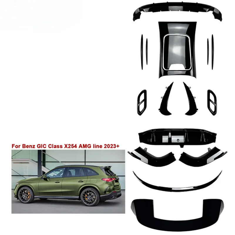

Подходит для AMP-Z для Benz GLC Class X254 AMG Line 2023+, решетка бампера, передняя боковая наклейка-сплиттер Spoile