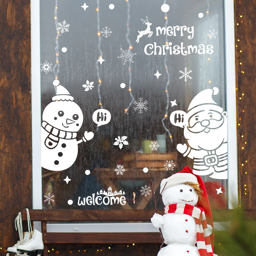 2pcs Cute Christmas Santa Window Sticker Static Cling PVC Holiday Decoration For Bedroom Nursery Baby Room Window Home Decor view 3