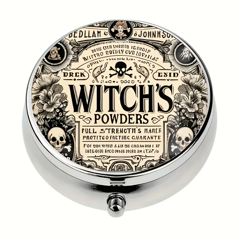 A Vintage Skull-Shaped Metal Pill Box, with a Portable Three-Compartment Design, Compact and Easy to Carry, Can Be Easily Placed in Your Pocket or Purse, Making It an Ideal Travel Companion and a Unique Holiday Gift, Especially Suitable for Halloween.