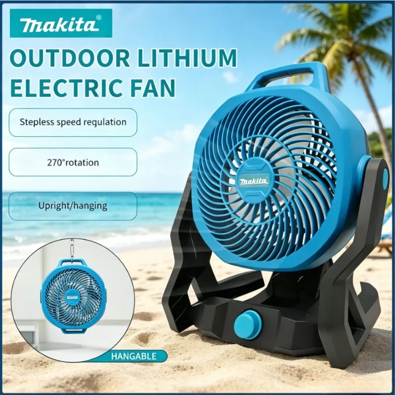 Ventilador Inalámbrico Makita 270 °   Ventilador de tienda de campaña con rotación de cabezal, ventilador eléctrico recargable, ventilador para acampar al aire libre, circulador de aire para batería de 18V