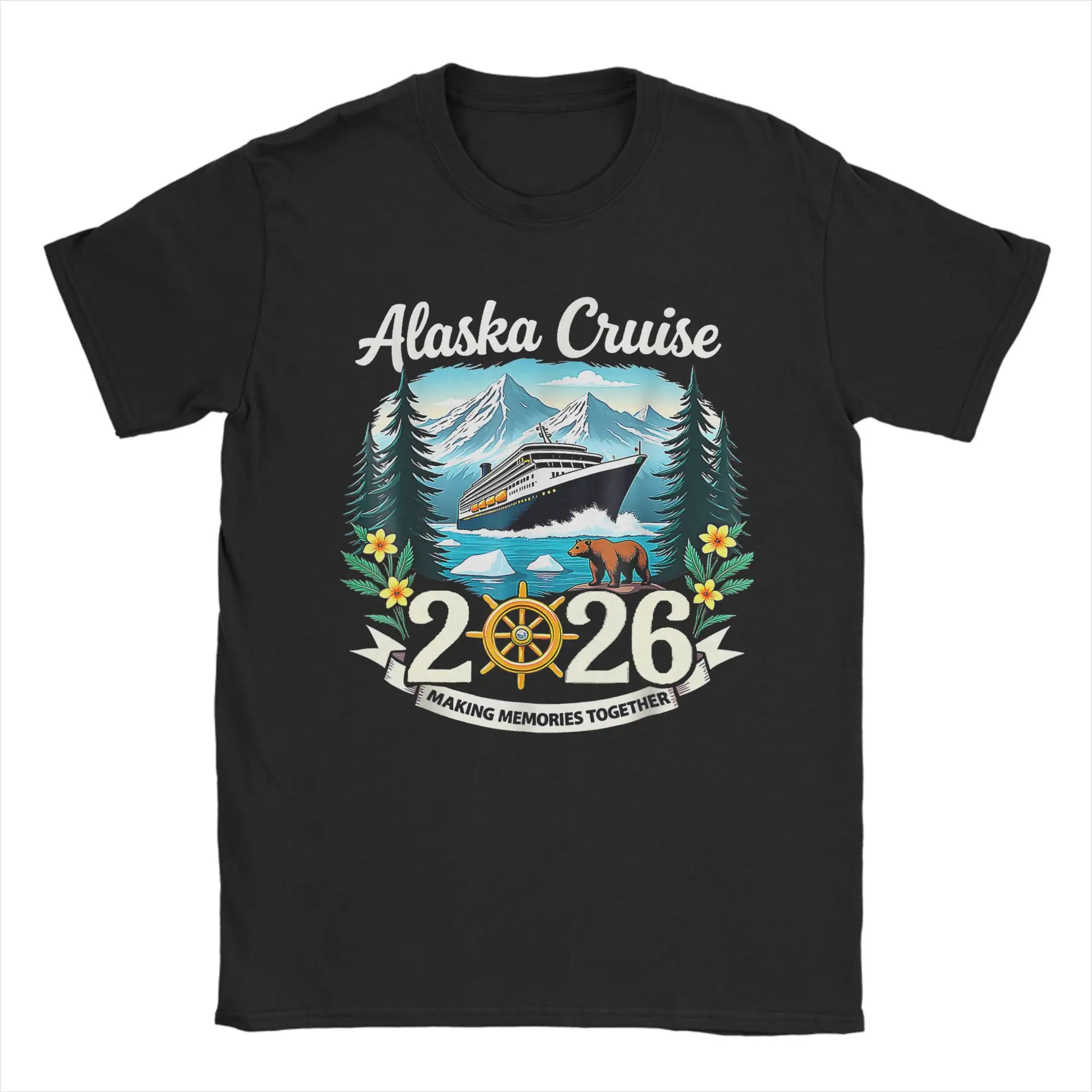 Matching Family Friends and Group Alaskan Alaska Cruise 2026 T Shirt Men 100% Cotton Casual T-Shirt Tees Short Sleeve Clothing