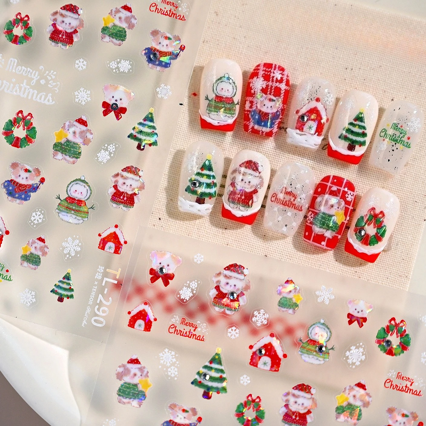 كوالا شجرة عيد الميلاد الصنوبر إكليل البيت Bowknot ندفة الثلج كريستال ثلج جارلاند الشتاء سانتا كلوز لتقوم بها بنفسك مسمار الفن ملصقات الشارات