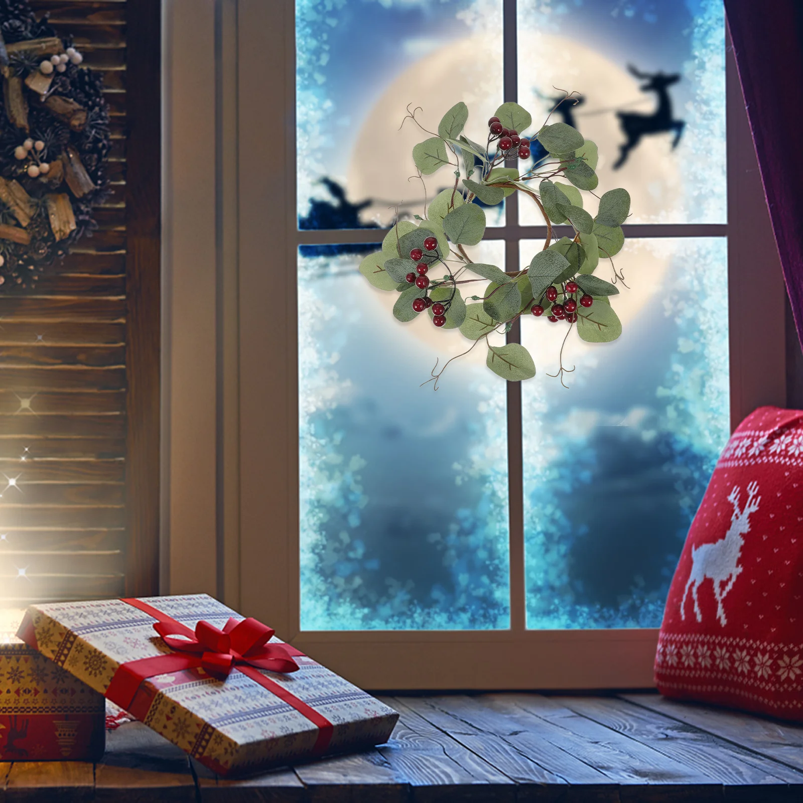 

Christmas Wreath Simulation Eucalyptus Garland Xmas Party Decoration Festive Home Decor Christmas Table Decoration Gift