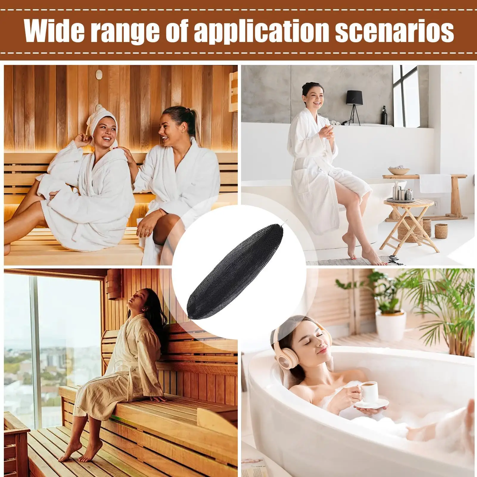 Net Sponge Shower Net Back Scrubber With Drawstring Body Washcloth For Sensitive Skin Spa Travel Daily Shower Relaxation