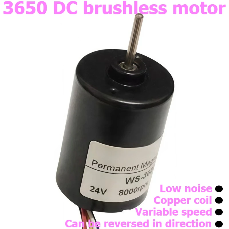 3650 DC Brushless High-speed Motor, 12V/24V Built-in Driver, Adjustable-speed Motor