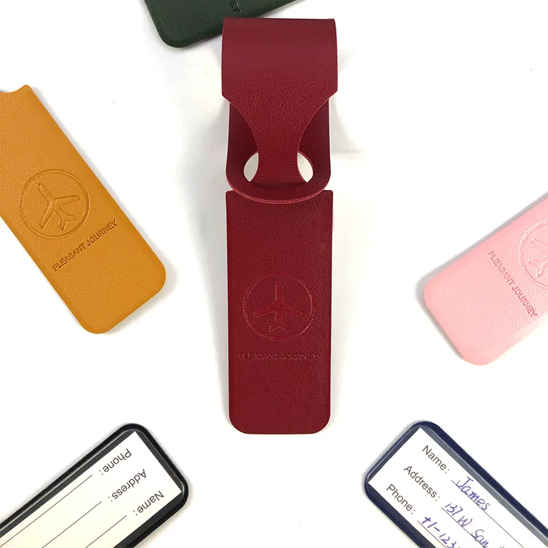 1 Pcs PU Leather Luggage Tag Suitcase Identifier Label Baggage Boarding Bag Tag Name ID Address Holder Travel Accessorie