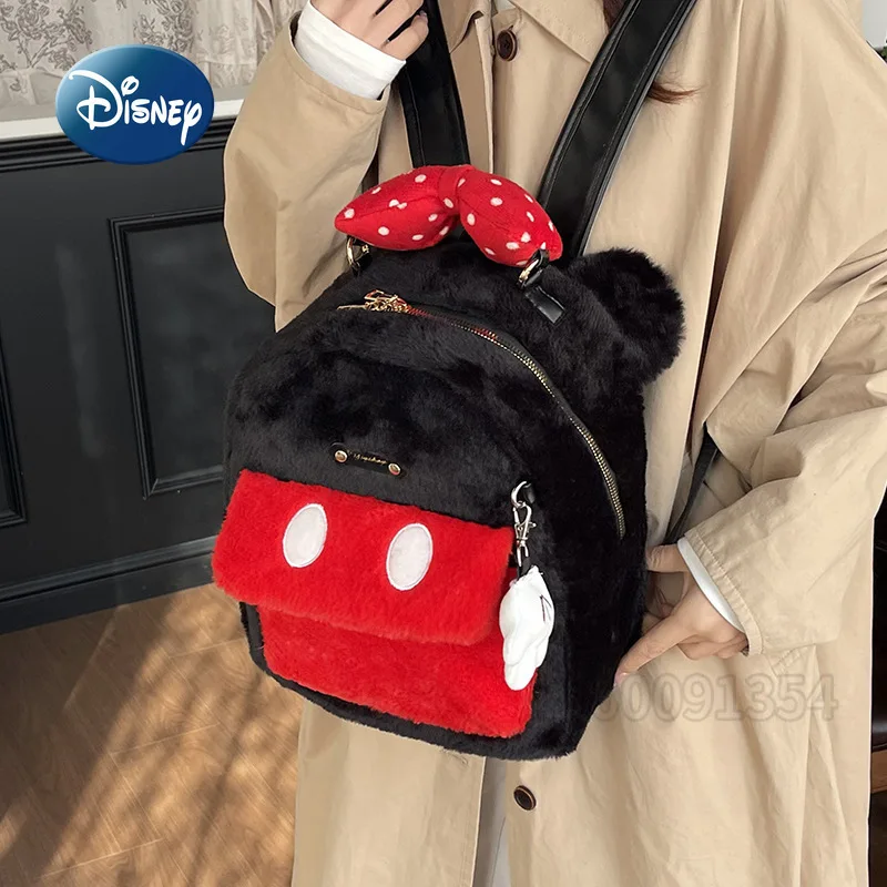 Disney Nieuwe Mini Pluche Rugzak Cartoon Leuke Dames Pluche Rugzak Mode Trendy Dames Mini Casual Rugzak Hoge Kwaliteit