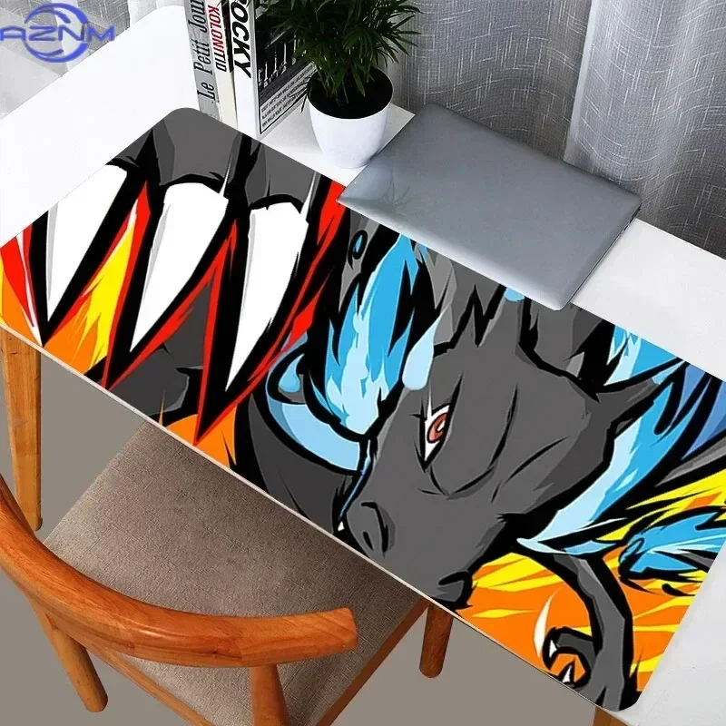 Anime Charizard Evolution Swirl Background Mouse Pad Rubber Non Slip Gaming Desk Mat for Laptop Keyboard Home Decor